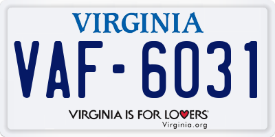 VA license plate VAF6031