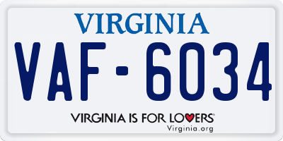 VA license plate VAF6034