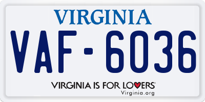 VA license plate VAF6036