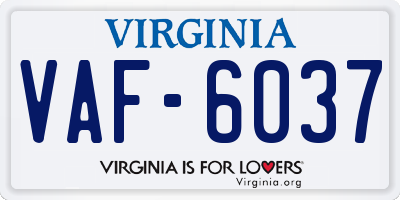 VA license plate VAF6037