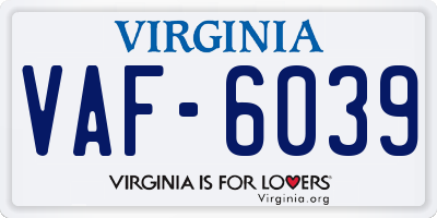 VA license plate VAF6039