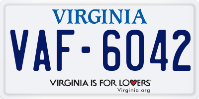 VA license plate VAF6042