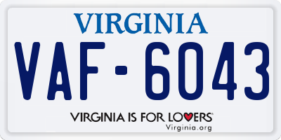 VA license plate VAF6043