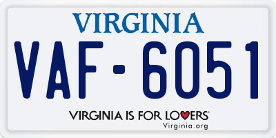 VA license plate VAF6051