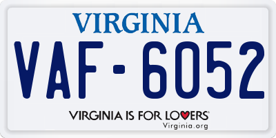 VA license plate VAF6052
