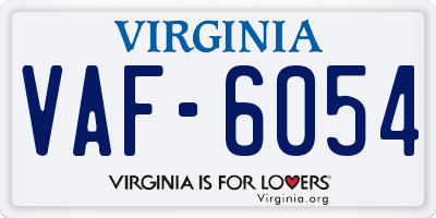 VA license plate VAF6054