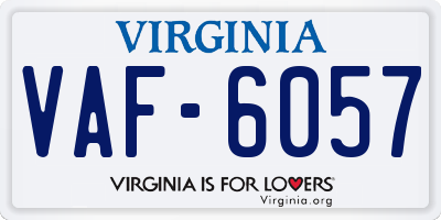 VA license plate VAF6057