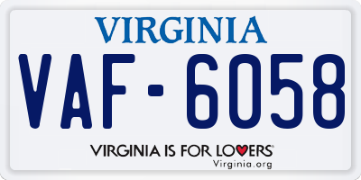 VA license plate VAF6058
