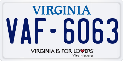 VA license plate VAF6063