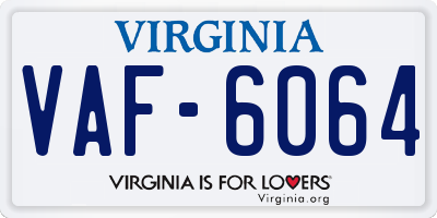 VA license plate VAF6064