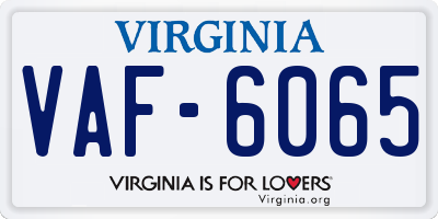 VA license plate VAF6065