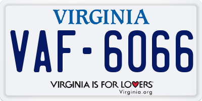 VA license plate VAF6066