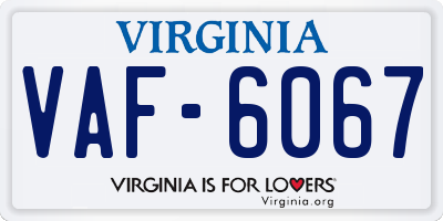 VA license plate VAF6067