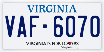 VA license plate VAF6070
