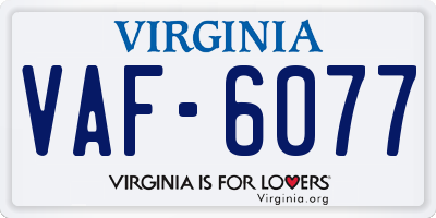 VA license plate VAF6077