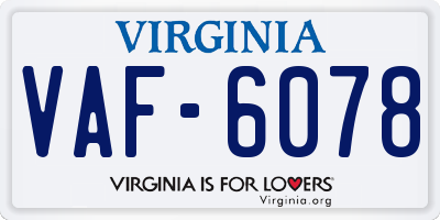 VA license plate VAF6078