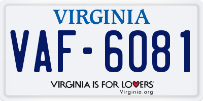 VA license plate VAF6081