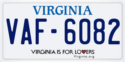 VA license plate VAF6082