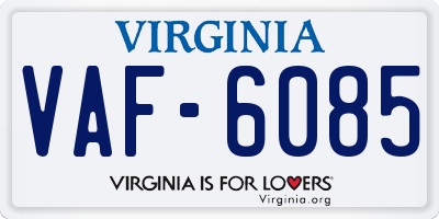 VA license plate VAF6085