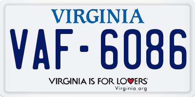 VA license plate VAF6086