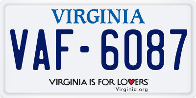 VA license plate VAF6087