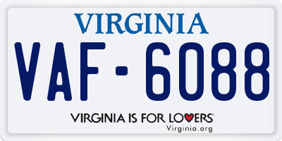 VA license plate VAF6088