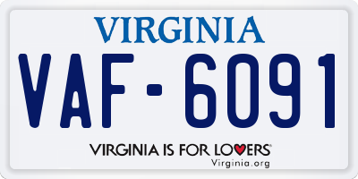 VA license plate VAF6091