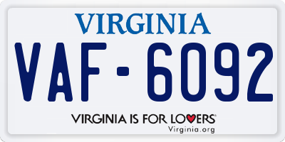 VA license plate VAF6092