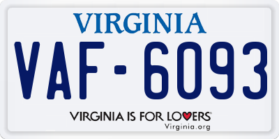 VA license plate VAF6093