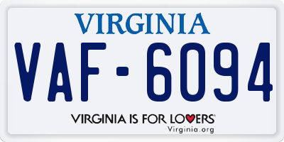 VA license plate VAF6094