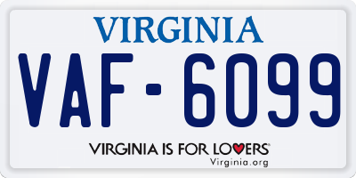 VA license plate VAF6099