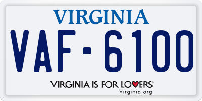 VA license plate VAF6100