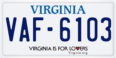 VA license plate VAF6103
