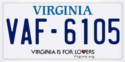VA license plate VAF6105