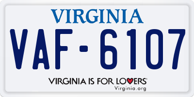 VA license plate VAF6107