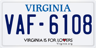 VA license plate VAF6108