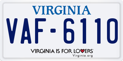 VA license plate VAF6110