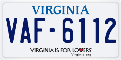 VA license plate VAF6112