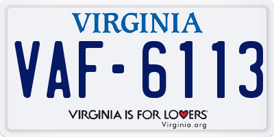 VA license plate VAF6113