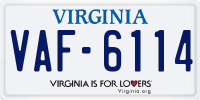 VA license plate VAF6114