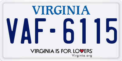 VA license plate VAF6115