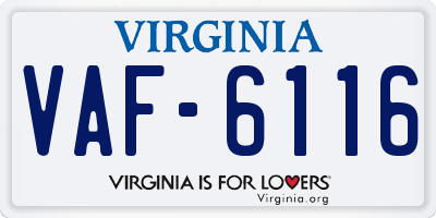 VA license plate VAF6116