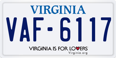 VA license plate VAF6117