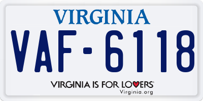 VA license plate VAF6118