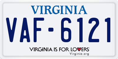 VA license plate VAF6121