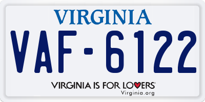 VA license plate VAF6122