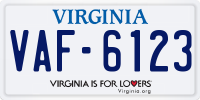 VA license plate VAF6123