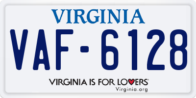 VA license plate VAF6128