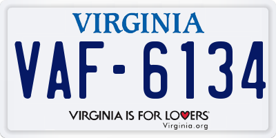 VA license plate VAF6134