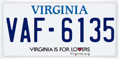 VA license plate VAF6135